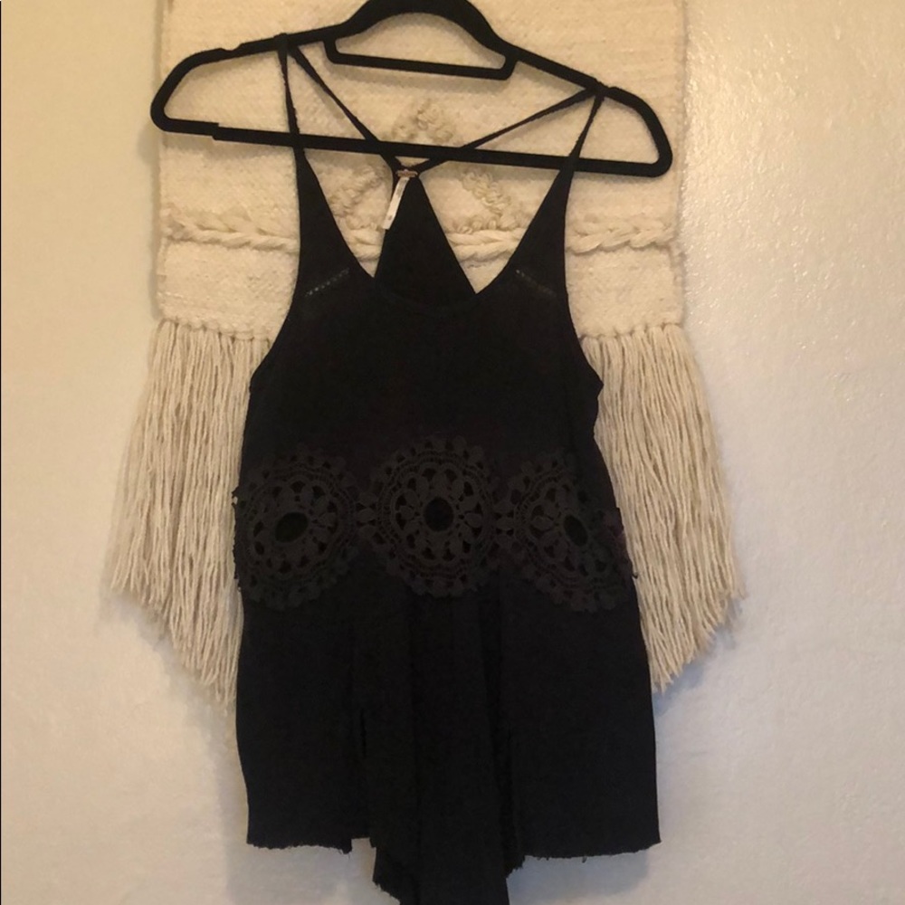 Free People Detailed Navy Blue Tank
